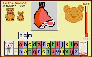Let's Spell at the Shops (Amiga) screenshot: Young children can get the word spelt out
