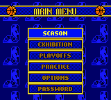 NBA Showtime: NBA on NBC (Game Boy Color) screenshot: Menu screen.