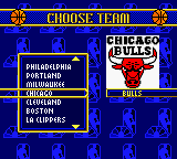 NBA Showtime: NBA on NBC (Game Boy Color) screenshot: Team selection.