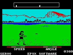 California Games (ZX Spectrum) screenshot: Running to catch the flying disc