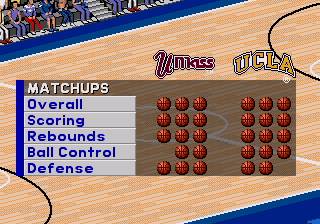 Coach K College Basketball (Genesis) screenshot: Team comparison