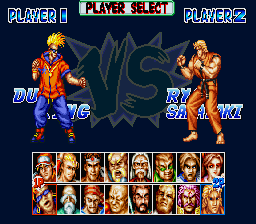 Fatal Fury Special (Sharp X68000) screenshot: Fighter selection, the X68000 version has Ryo Sakazaki available right away in two player vs mode