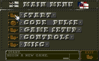 The Great War: 1914-1918 (Amiga) screenshot: Main menu where player can set up many different things.