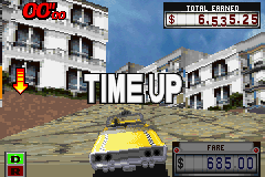 Crazy Taxi: Catch a Ride (Game Boy Advance) screenshot: Time out! Better chance next time... :-(
