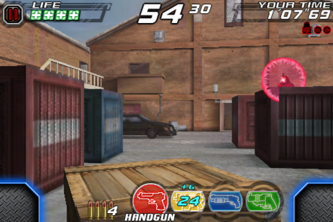 Time Crisis: 2nd Strike (iPhone) screenshot: Red enemies have more powerful weapons