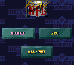 NFL Quarterback Club (SNES) screenshot: Choose a difficulty level