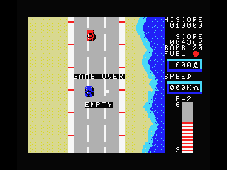 Car Fighter (MSX) screenshot: You are out of gas