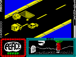 Agent X (ZX Spectrum) screenshot: Pushing a car into an obstacle