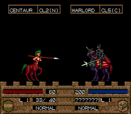 Dark Wizard (SEGA CD) screenshot: A Centaur attacking an enemy leader