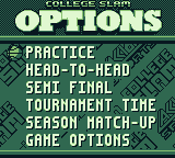 College Slam (Game Boy) screenshot: Are you going to practice, play head-to-head, a semi-final or what?