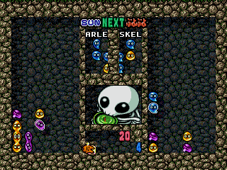 Puyo Puyo Box (PlayStation) screenshot: Battle with T-Skeleton