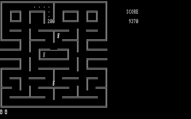 Pac-Man (DOS) screenshot: Ghost gets a beatdown