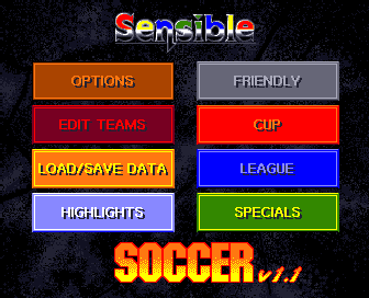 Sensible Soccer: European Champions - 92/93 Edition (Amiga) screenshot: Main menu