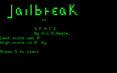 Jailbreak in Space (Nascom) screenshot: Title screen