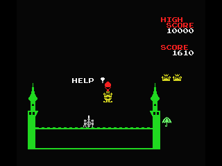 King & Balloon (MSX) screenshot: The king is kidnapped