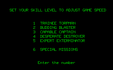 Serpent (Nascom) screenshot: Level selection