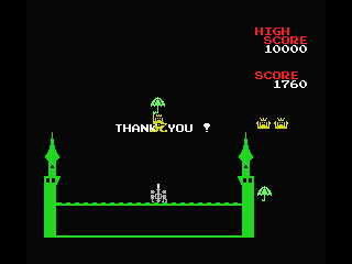 King & Balloon (MSX) screenshot: Save him by shooting the balloon