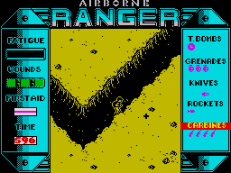 Airborne Ranger (ZX Spectrum) screenshot: The rut seemed so tiny from the air