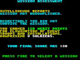 Airborne Ranger (ZX Spectrum) screenshot: You died