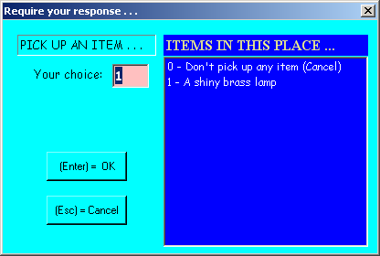 Colossal Cave (Windows) screenshot: Matching verbs and nouns