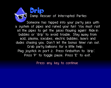 Drip (Amiga) screenshot: The story behind the game