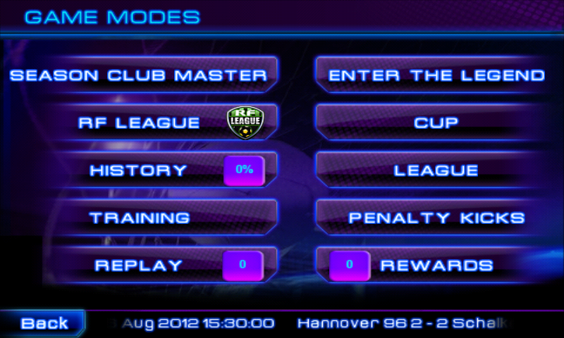 Real Soccer 2011 (Android) screenshot: Game modes
