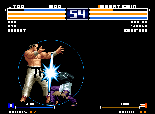 The King of Fighters 2003 (Neo Geo) screenshot: Iori VS. Daimon 1