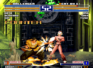The King of Fighters 2003 (Neo Geo) screenshot: Gato VS. Ash