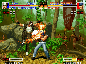 The King of Fighters '94 (Neo Geo) screenshot: Clark's arm must be in flames now!