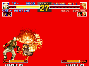 The King of Fighters '95 (Neo Geo) screenshot: Remember: Chin's DM removes a good amount of energy while the opponent defends it!