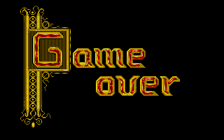 The Seven Gates of Jambala (Atari ST) screenshot: Game over! (and how!)