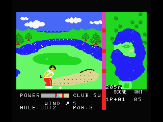 Casio World Open (MSX) screenshot: Third, set the stance of the ball