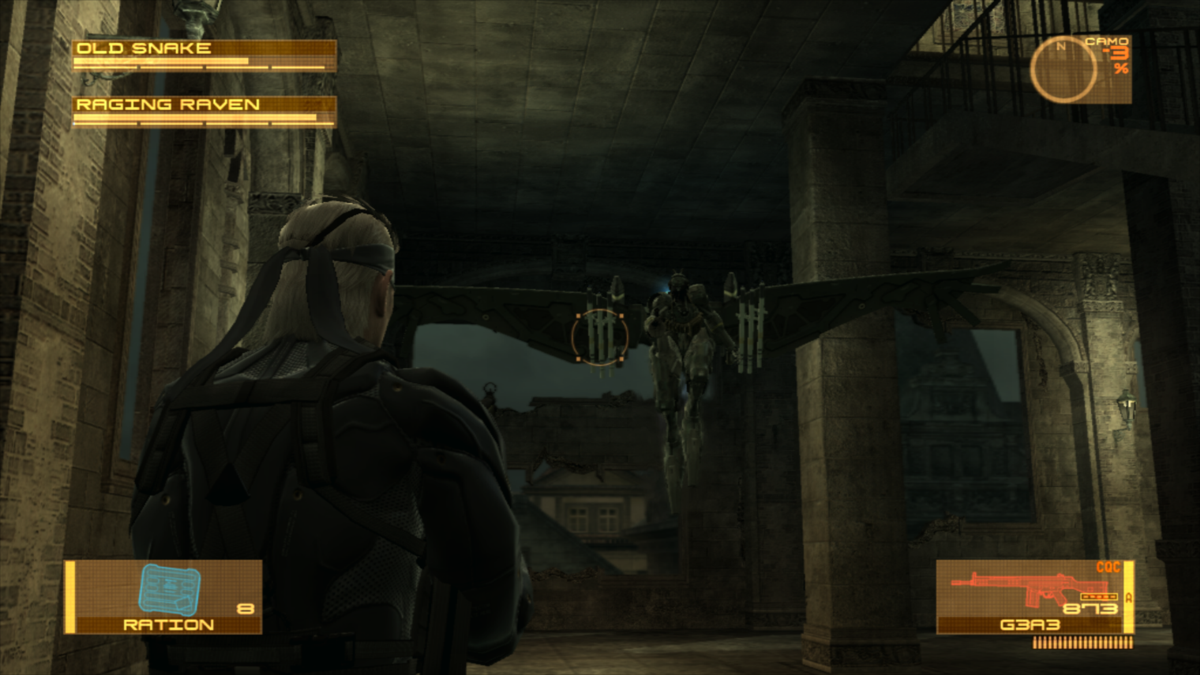 Metal Gear Solid 4: Guns of the Patriots (PlayStation 3) screenshot: Fighting Raging Raven