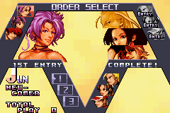 The King of Fighters EX2: Howling Blood (Game Boy Advance) screenshot: Order selection.