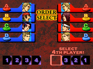 The King of Fighters '99: Millennium Battle (Neo Geo) screenshot: Order Select