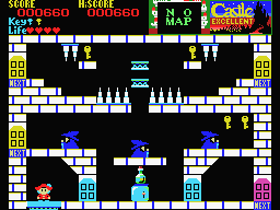 Castlequest (MSX) screenshot: Don't get crushed. Move to the door.