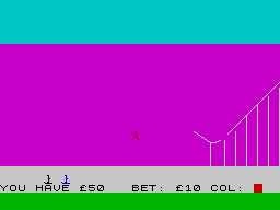 Cassette 50 (ZX Spectrum) screenshot: A random ski-jump betting game