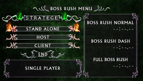 Castlevania: The Dracula X Chronicles (PSP) screenshot: Boss Rush Menu