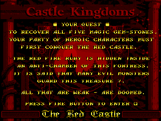 Castle Kingdoms (Amiga) screenshot: A description of your Quest