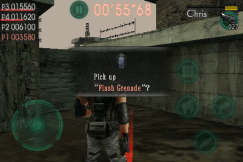 Resident Evil: Mercenaries VS. (iPhone) screenshot: Picking up a flash grenade