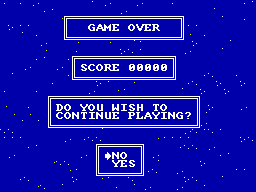 ALF (SEGA Master System) screenshot: Game Over screen