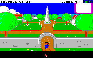 Mixed-Up Mother Goose (Amiga) screenshot: Under an archway.