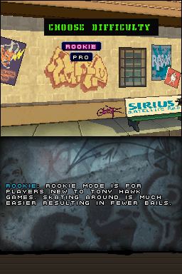Tony Hawk's American Sk8land (Nintendo DS) screenshot: Choose difficulty level.