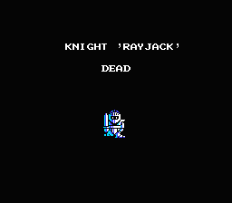 King's Knight (NES) screenshot: Game over for Ray Jack