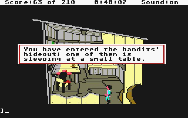 King's Quest III: To Heir is Human (Atari ST) screenshot: In the bandits' hideout