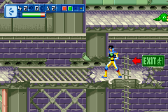 Alienators: Evolution Continues (Game Boy Advance) screenshot: Exit signs lead us the way out.