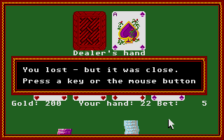 Questron II (Atari ST) screenshot: Alas, busted.