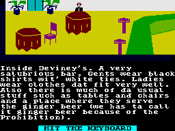 Bugsy (ZX Spectrum) screenshot: Inside a bar