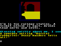 Bugsy (ZX Spectrum) screenshot: In a railway station