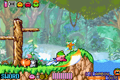 Kirby & The Amazing Mirror (Game Boy Advance) screenshot: Sword ability: Slash at your enemies